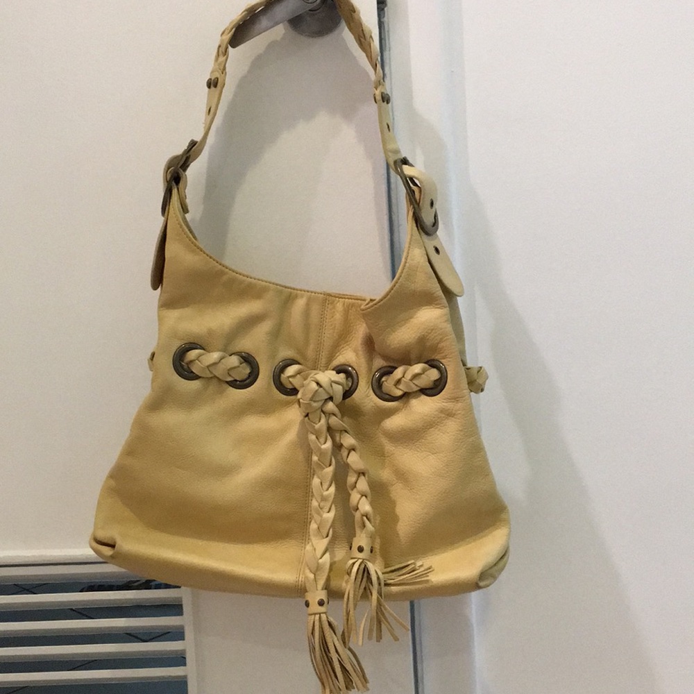 Pebble Braided kooba Snap beige Leather Hobo Bag!